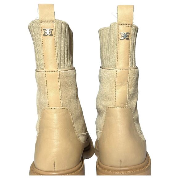 Sam Edelman Boots Womens 8 Leone Leather Chunky Mid Calf Combat Shoes Tan - Picture 9 of 16